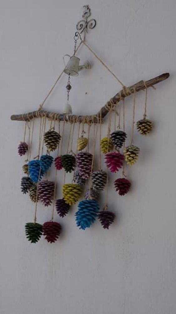 Colorful Pinecone Wall Hanging