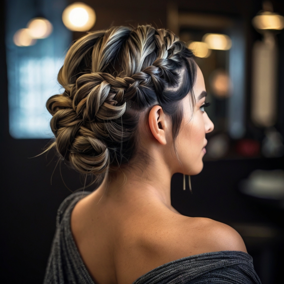 Crisscrossed Braids Into Twisted Intricate Bun