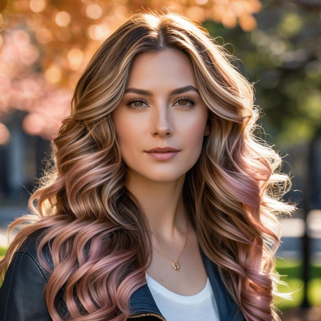 Dark Blonde Long Waves Witg Rose Gold Balayage