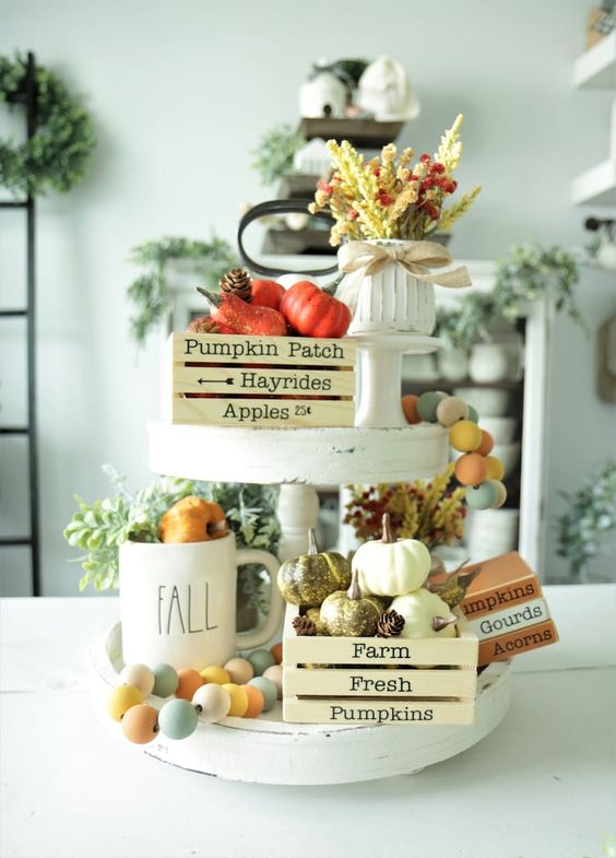 Fall Harvest Crates Tiered Tray Display