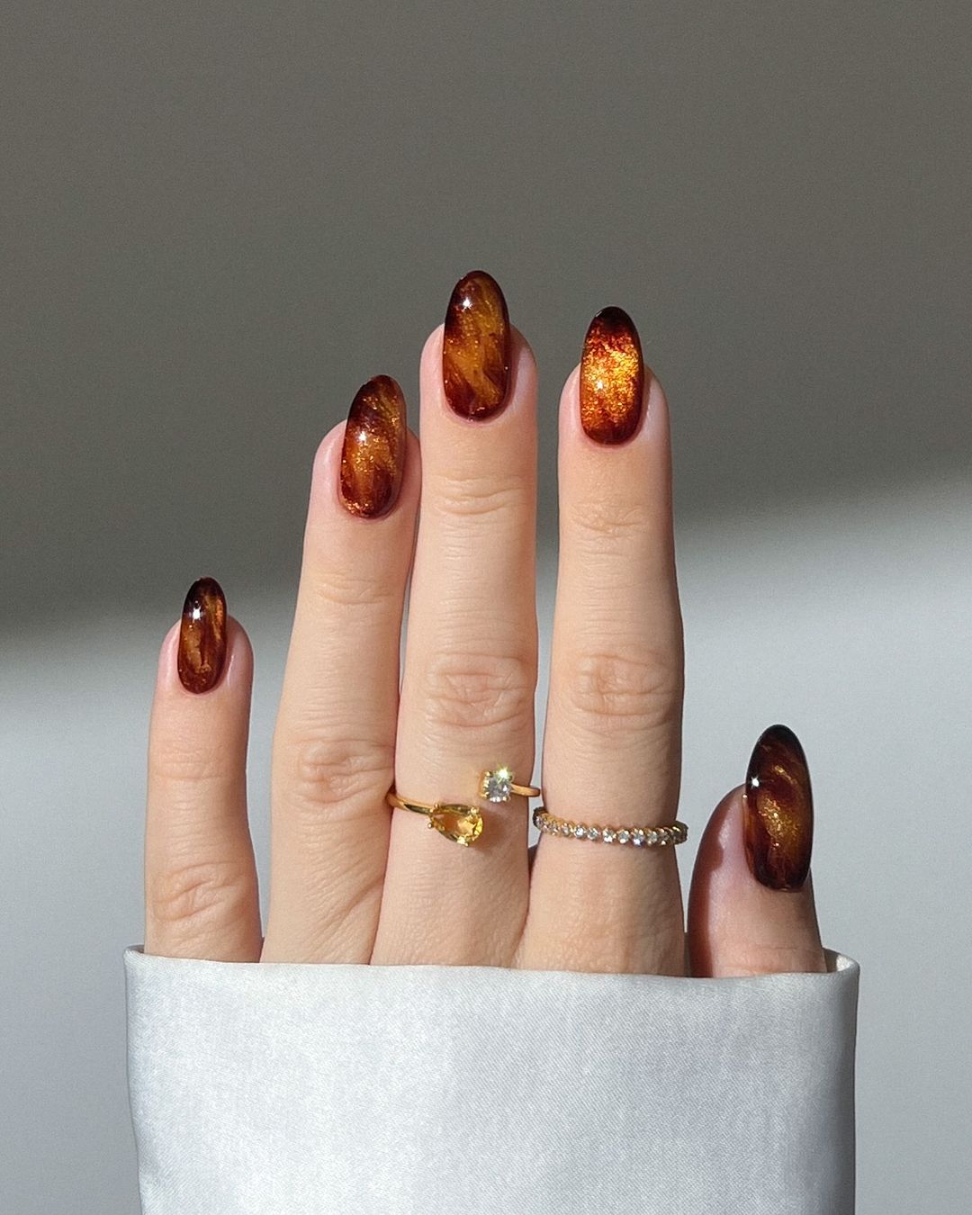 Glowing Amber Nails