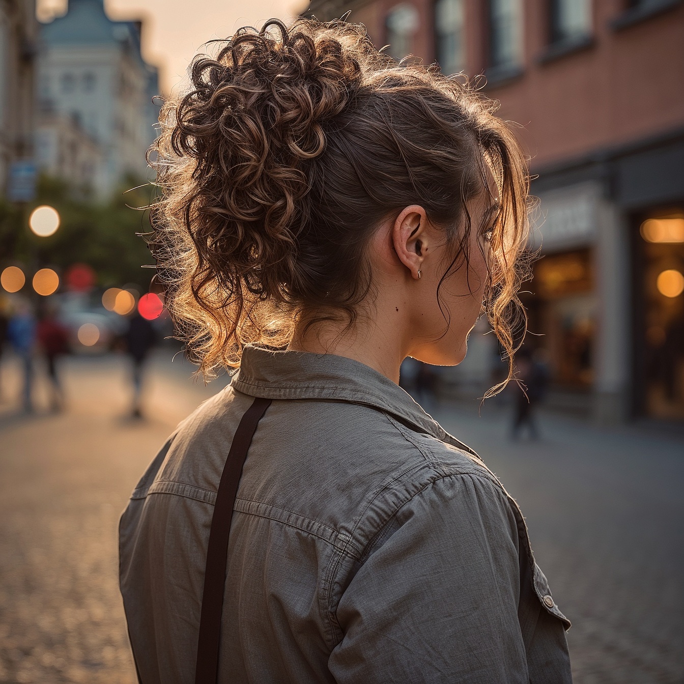 High Curly Ponytail With Caramel Tips