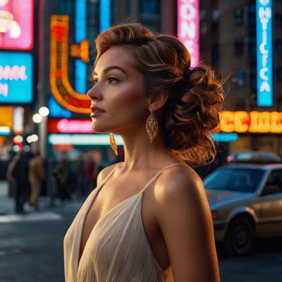 Honey Brown Loose Curls In Elegant Updo