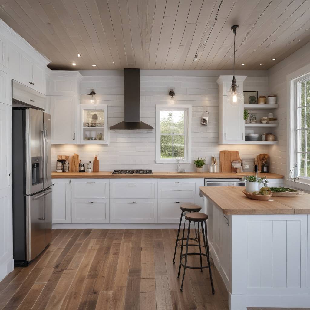 Kitchen Light Gray Shiplap Ceiling