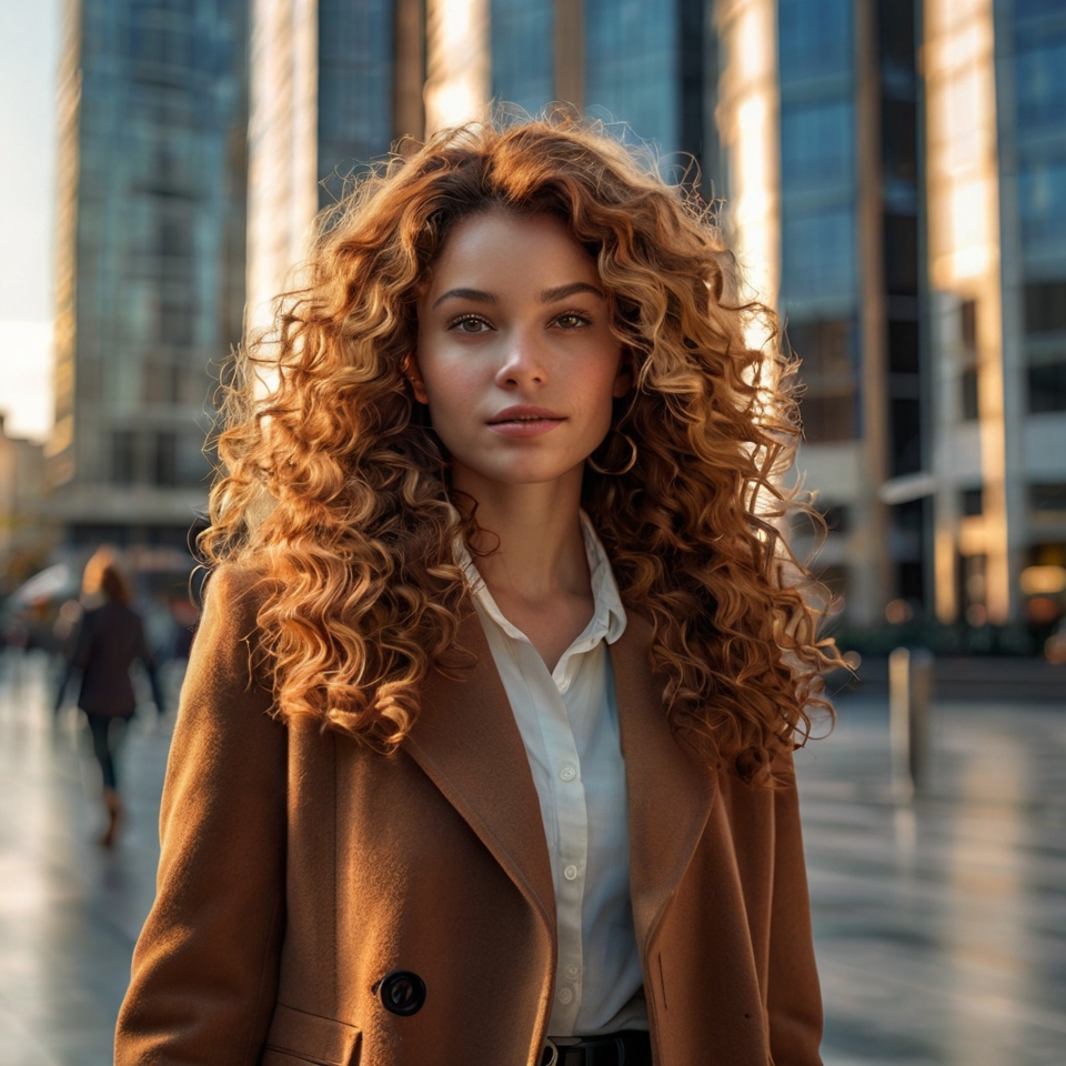 Long Voluminous Honey Brown Curls