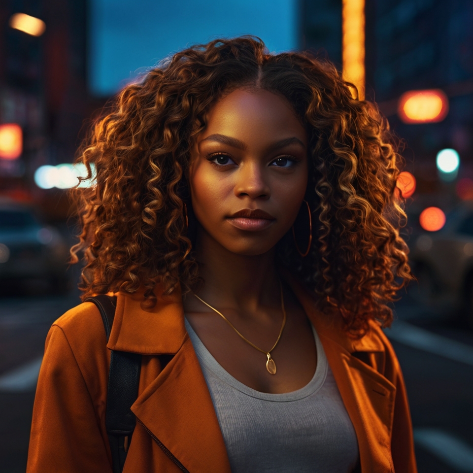 Medium-Lenght Honey Brown Tight Curls With Orange Lowlights