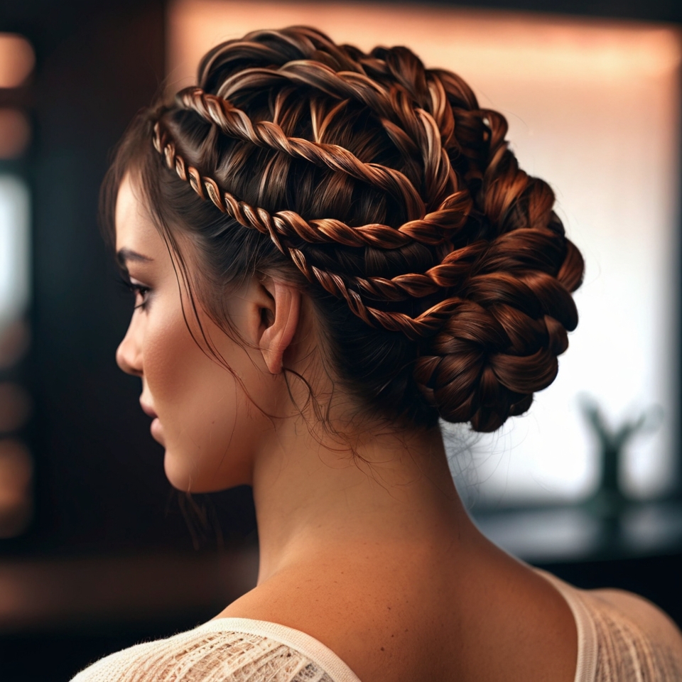 Multiple Small Braids Into Braided Voluminous Updo