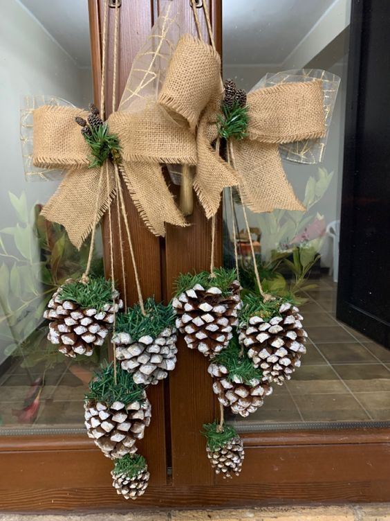 Pinecone And Burlap Hanging Ornament