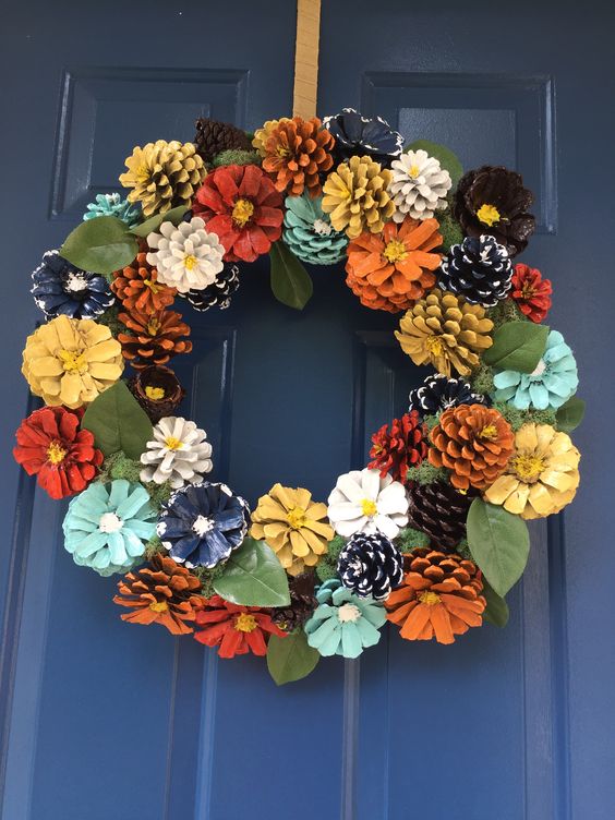 Pinecone Flowers Wreath