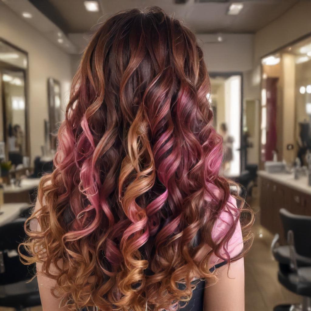 Pink, BLonde And dark Brown Soft Curls