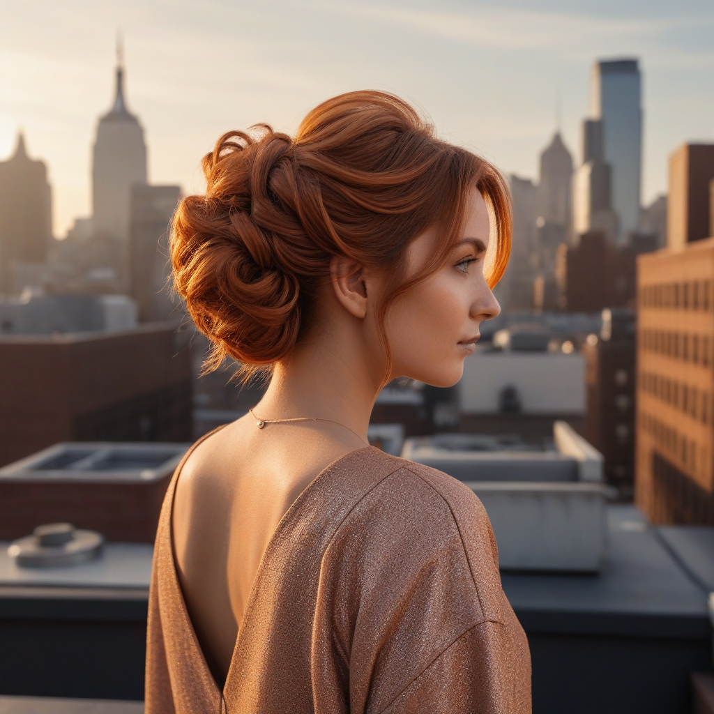 Pumpkin Spice Balayage In Messy Bun