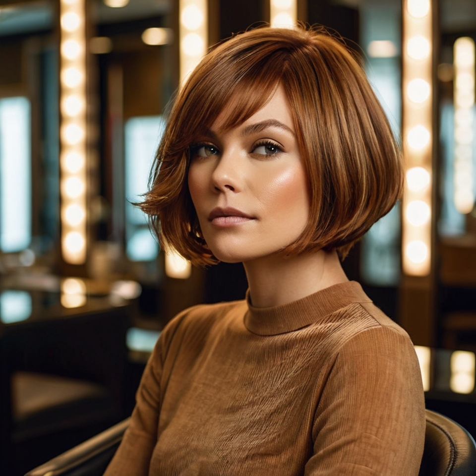 Rich Caramel Bob With Auburn Undertones