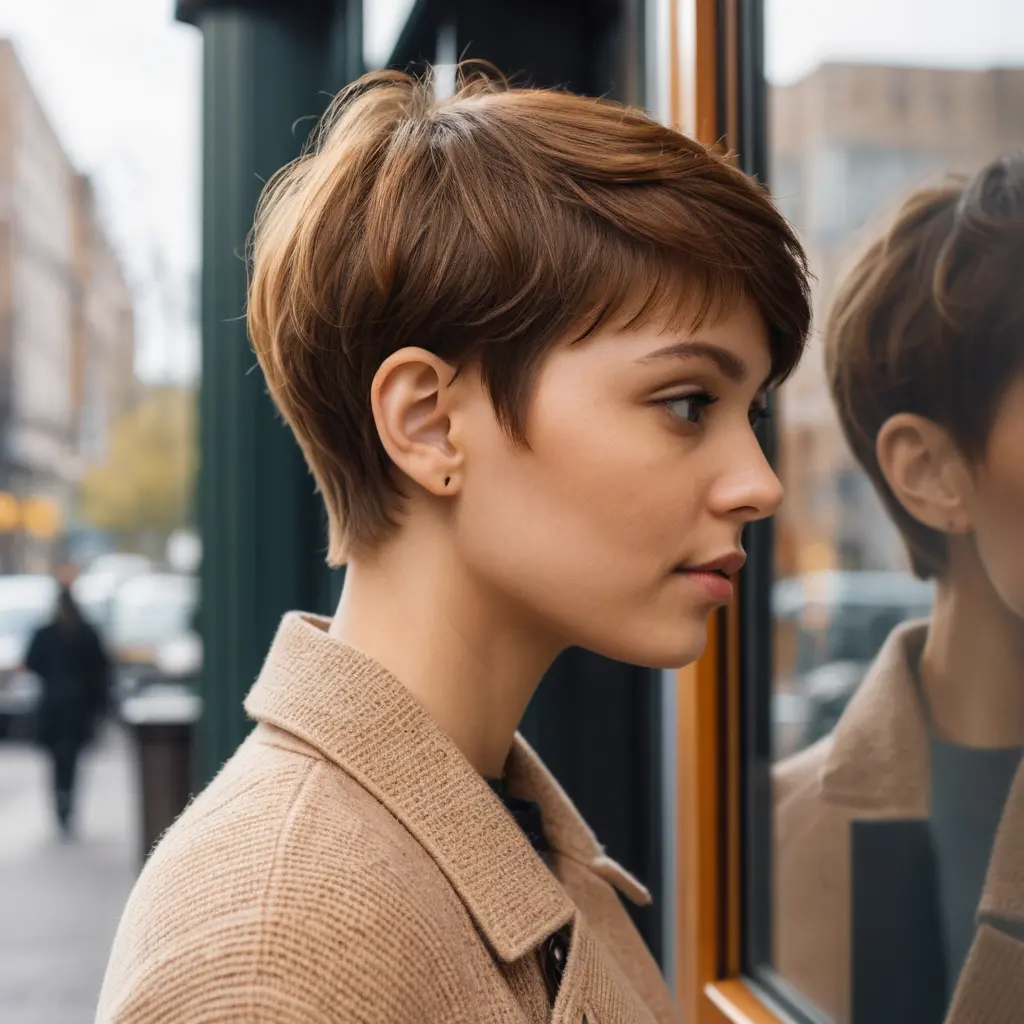 Rich Caramel Layered Pixie