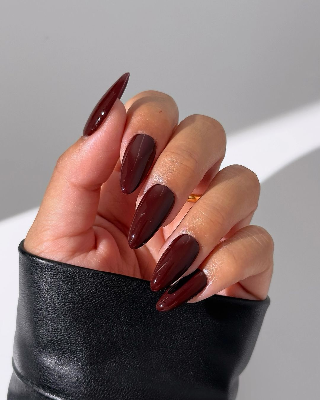 Rich burgundy Almond Nails