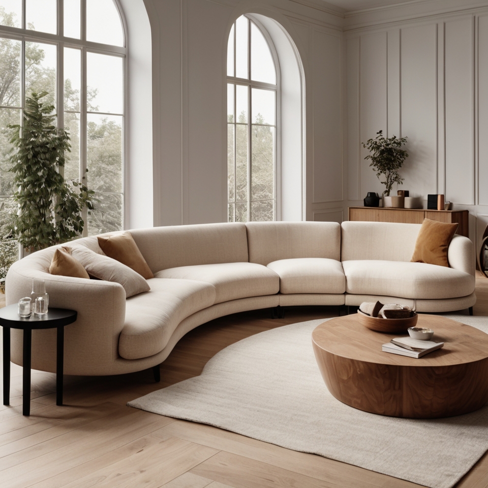 Scandinavian Style Curved Sectional Sofa