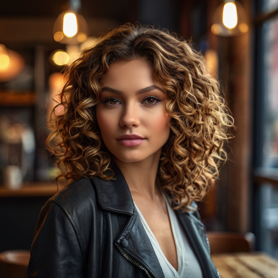 Short Honey Blonde Curls With Blonde Balayage