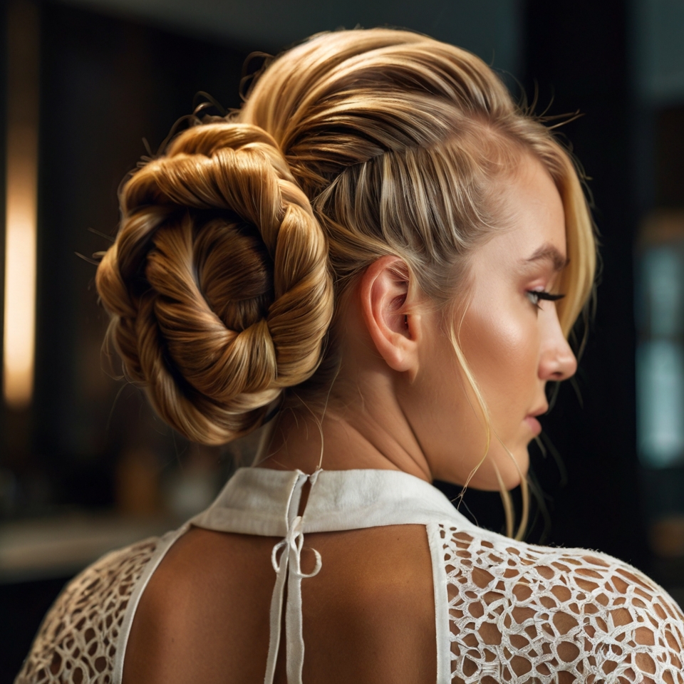 Slicked Back Hair Into A Twisted Braided Bun