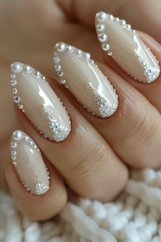 Soft Ivory Nails With Pearly Tips