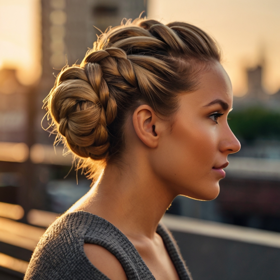 Stylish Braided Bun With Criss-corss Chunky Braids