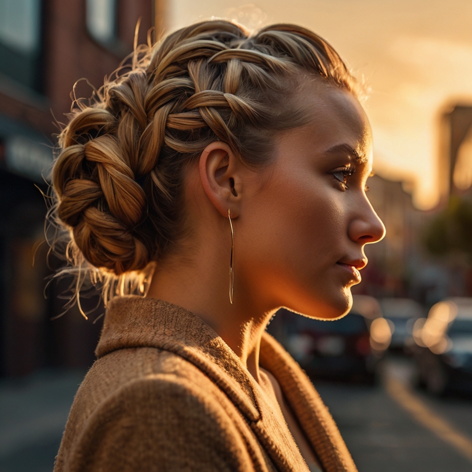 Twisted Strands In Low Braided Bun