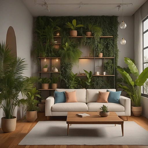 Wooden Shelves With Monstera, Bird od Pardise and Dracaena Plants