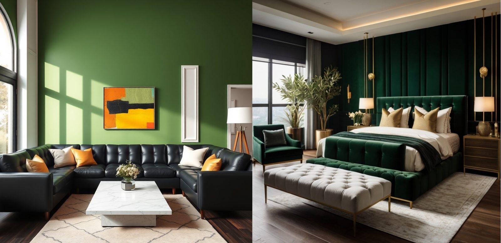 green accent wall