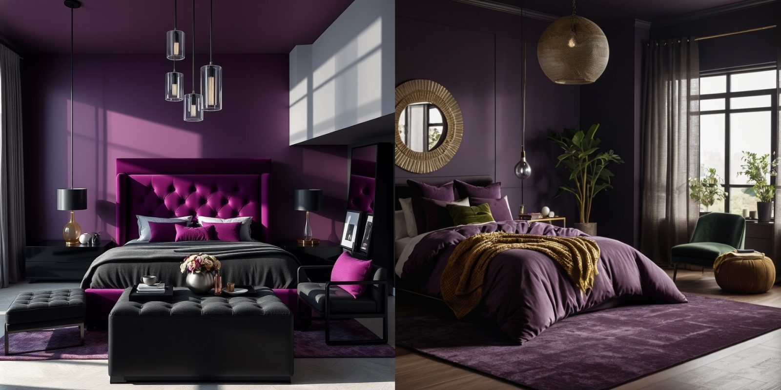 moody purple bedroom