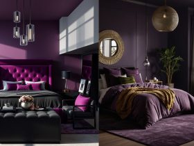 moody purple bedroom