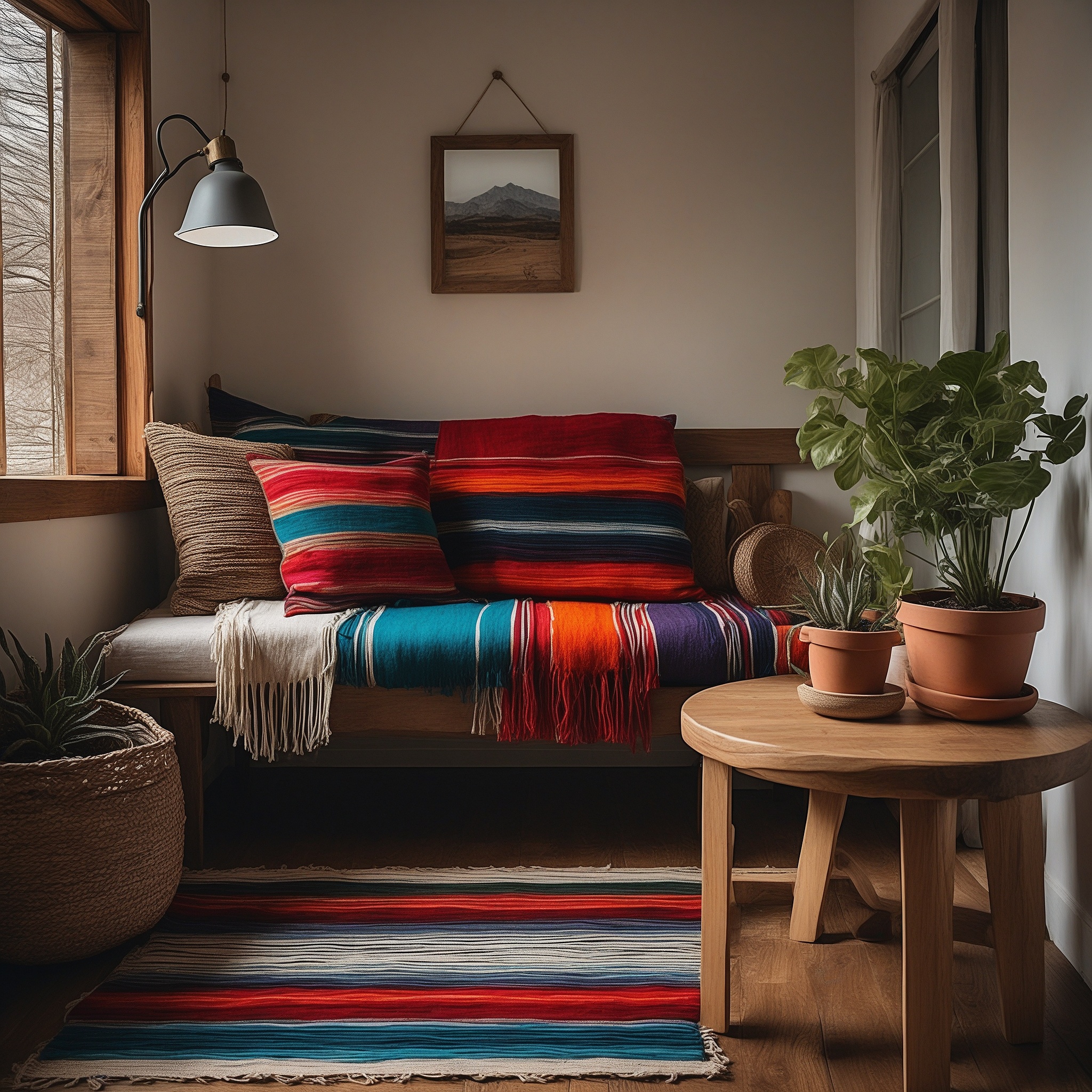 reading Nook With ColorfulPillows And Build-In Bench