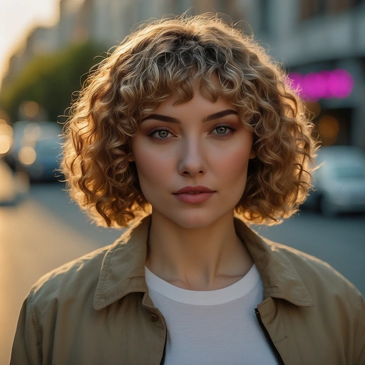 Bronde Curly Boib With Ash Blonde Highlights