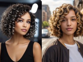 curly bob ith highlights