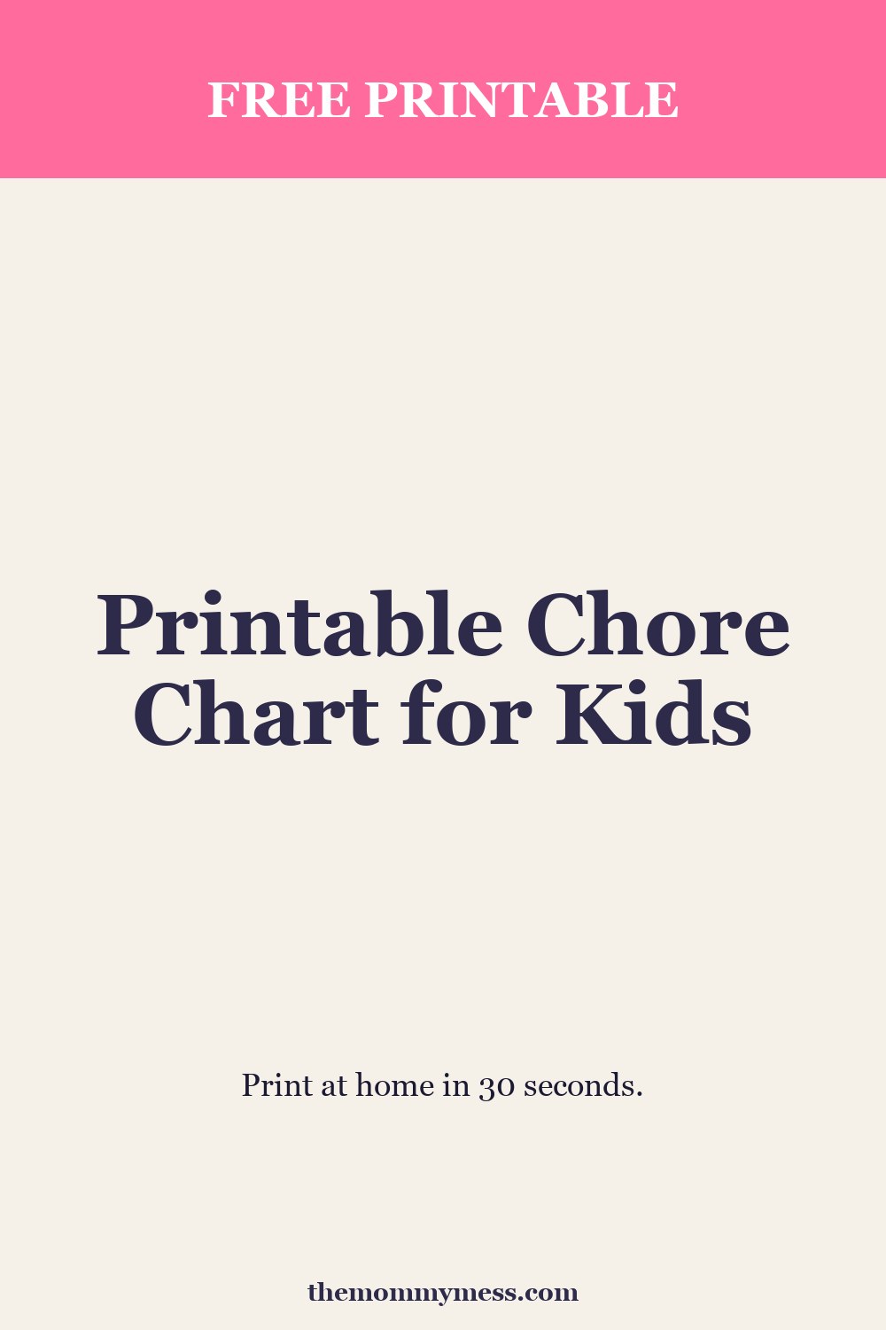 Printable Chore Chart for Kids — money pin showing the printable