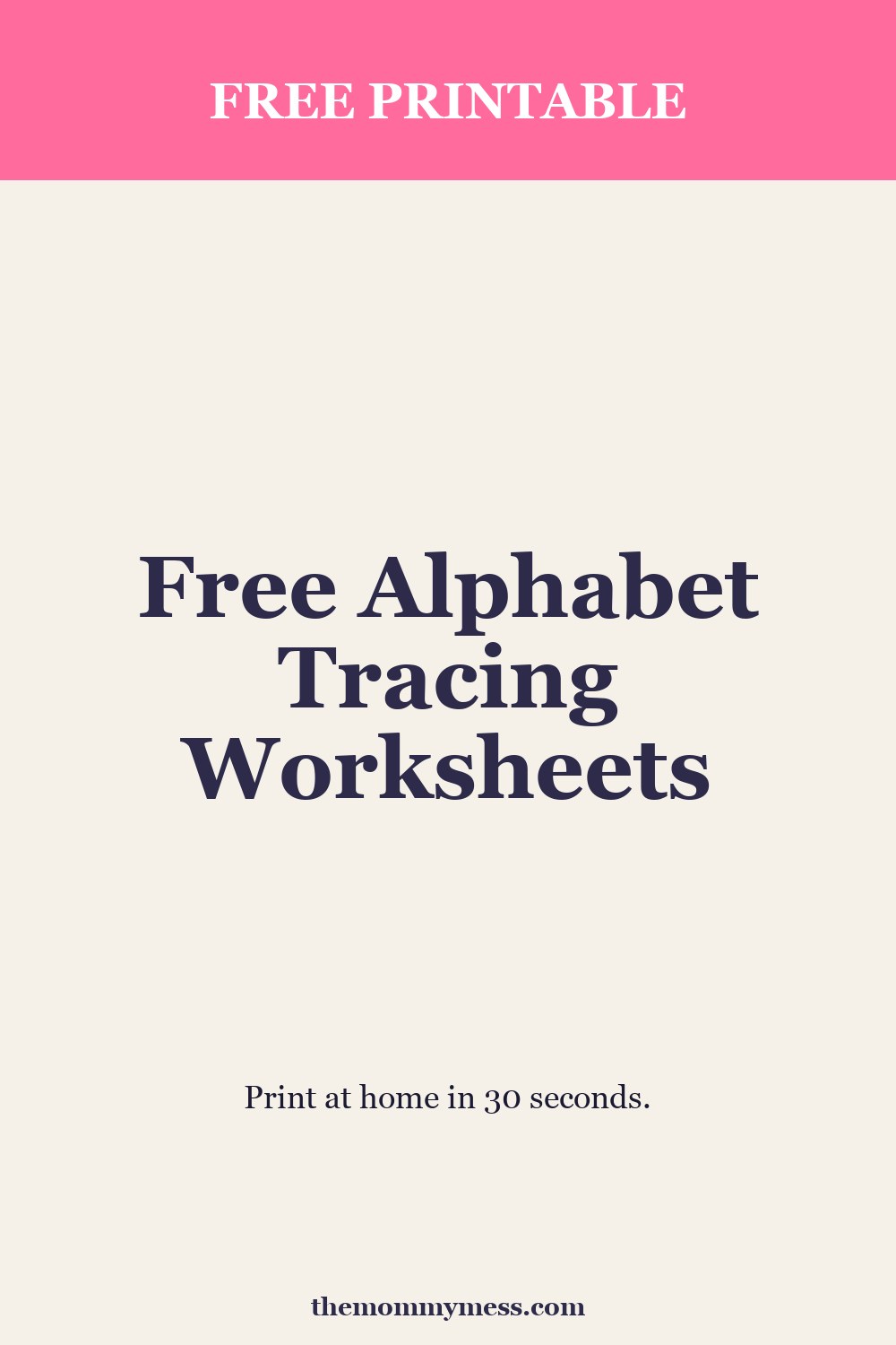 Free Alphabet Tracing Worksheets — money pin showing the printable