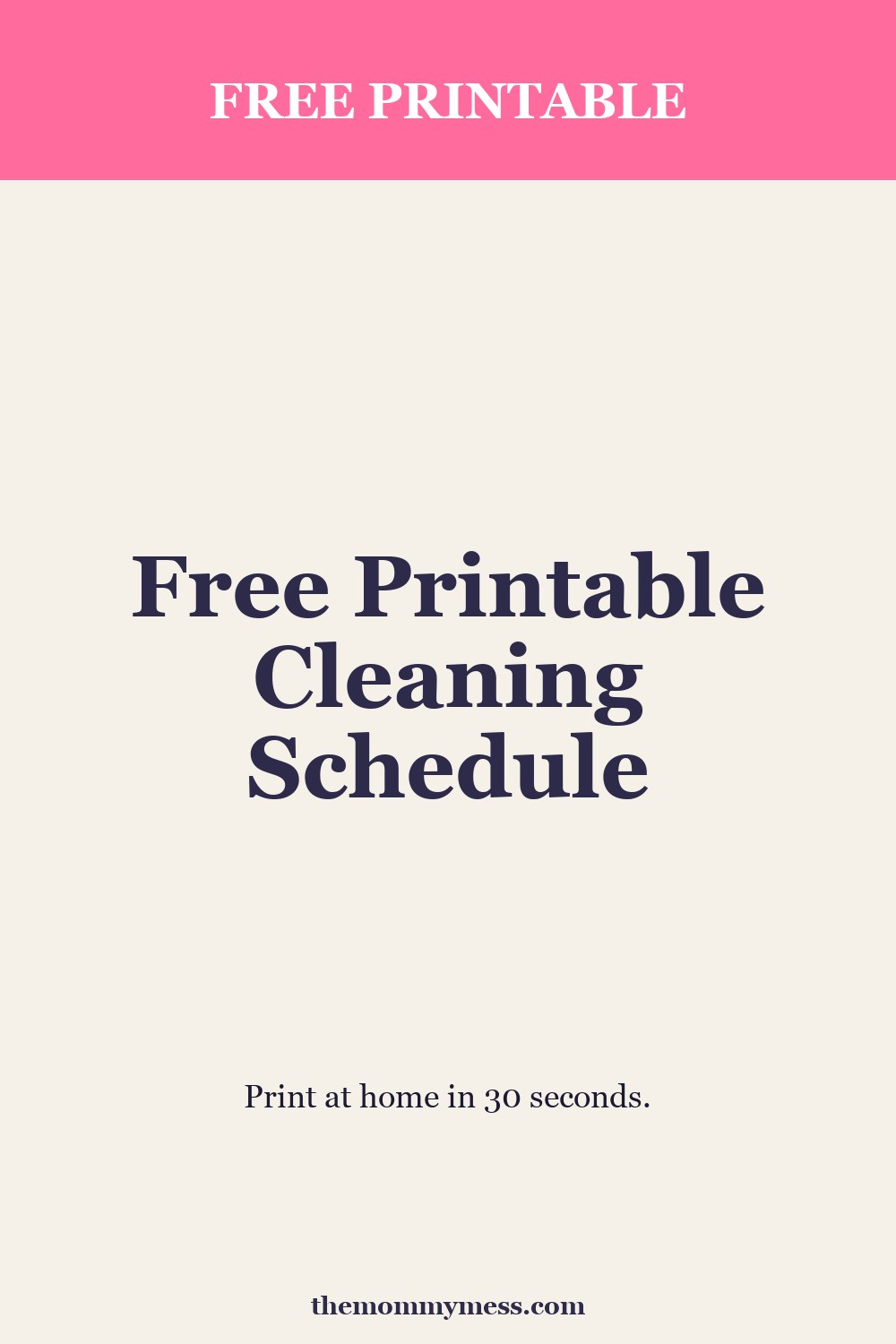 Free Printable Cleaning Schedule — money pin