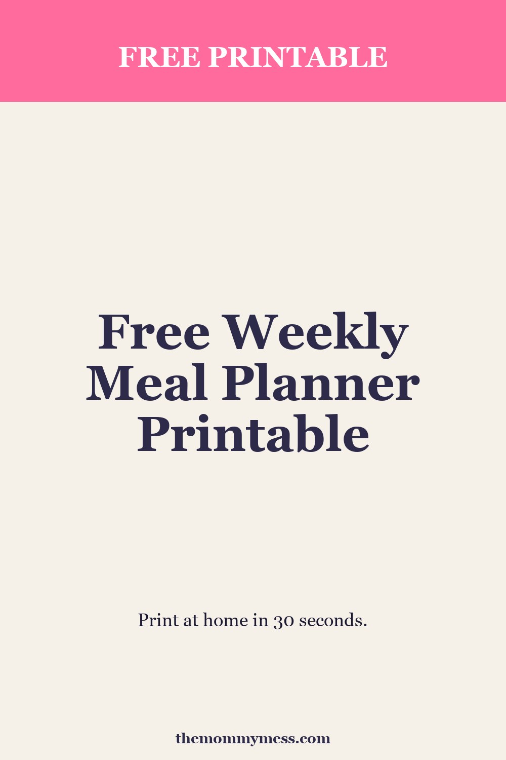Free Weekly Meal Planner Printable — money pin