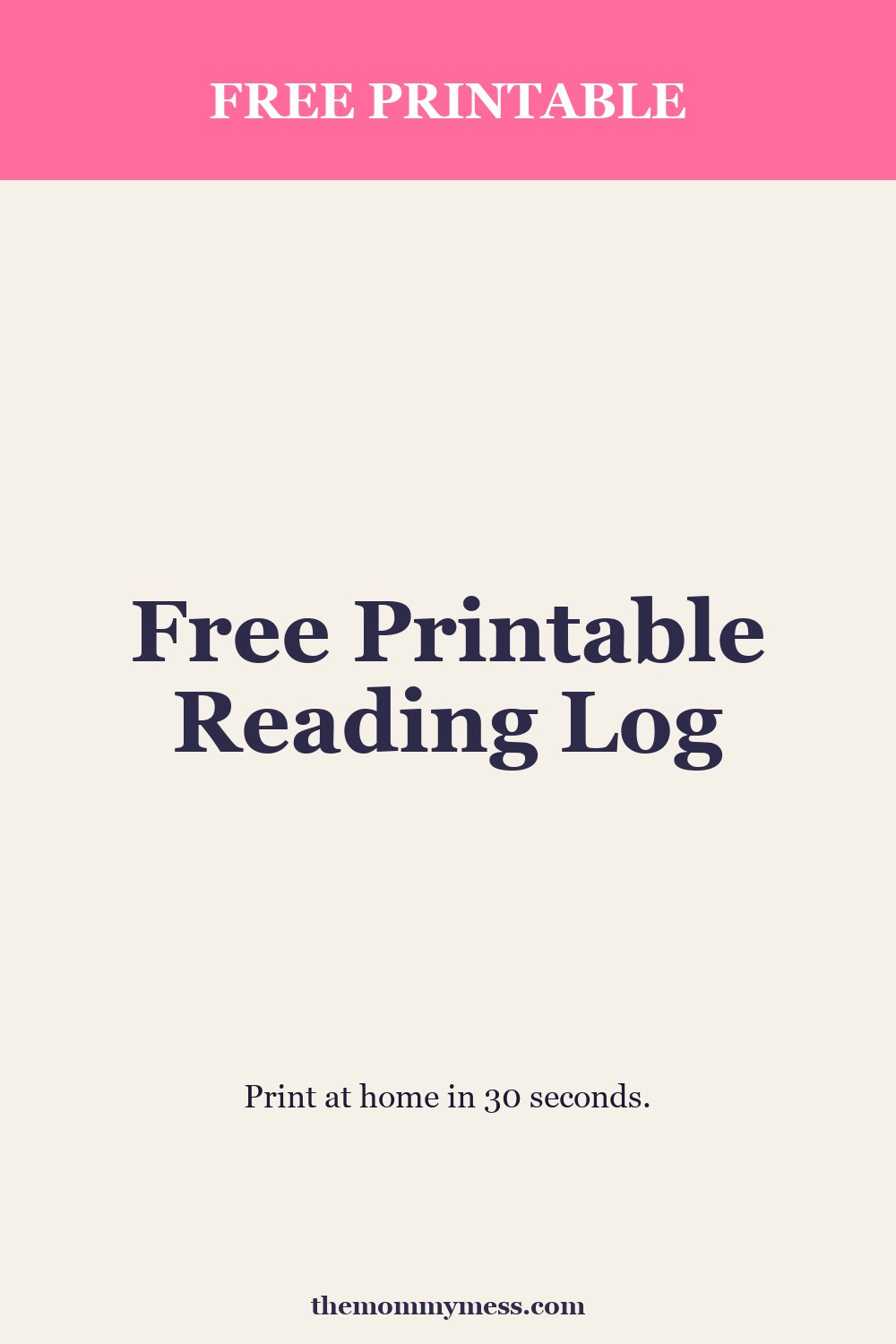 Free Printable Reading Log — money pin