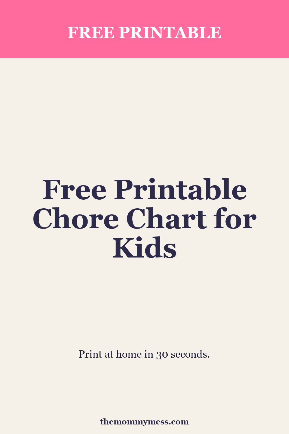 Free Printable Chore Chart for Kids — money pin showing the printable headline