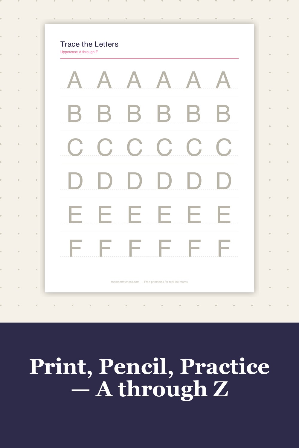 Free Alphabet Tracing Worksheets preview — the A-F page