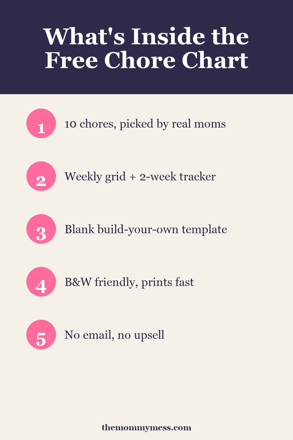 Printable Chore Chart for Kids — what's included list