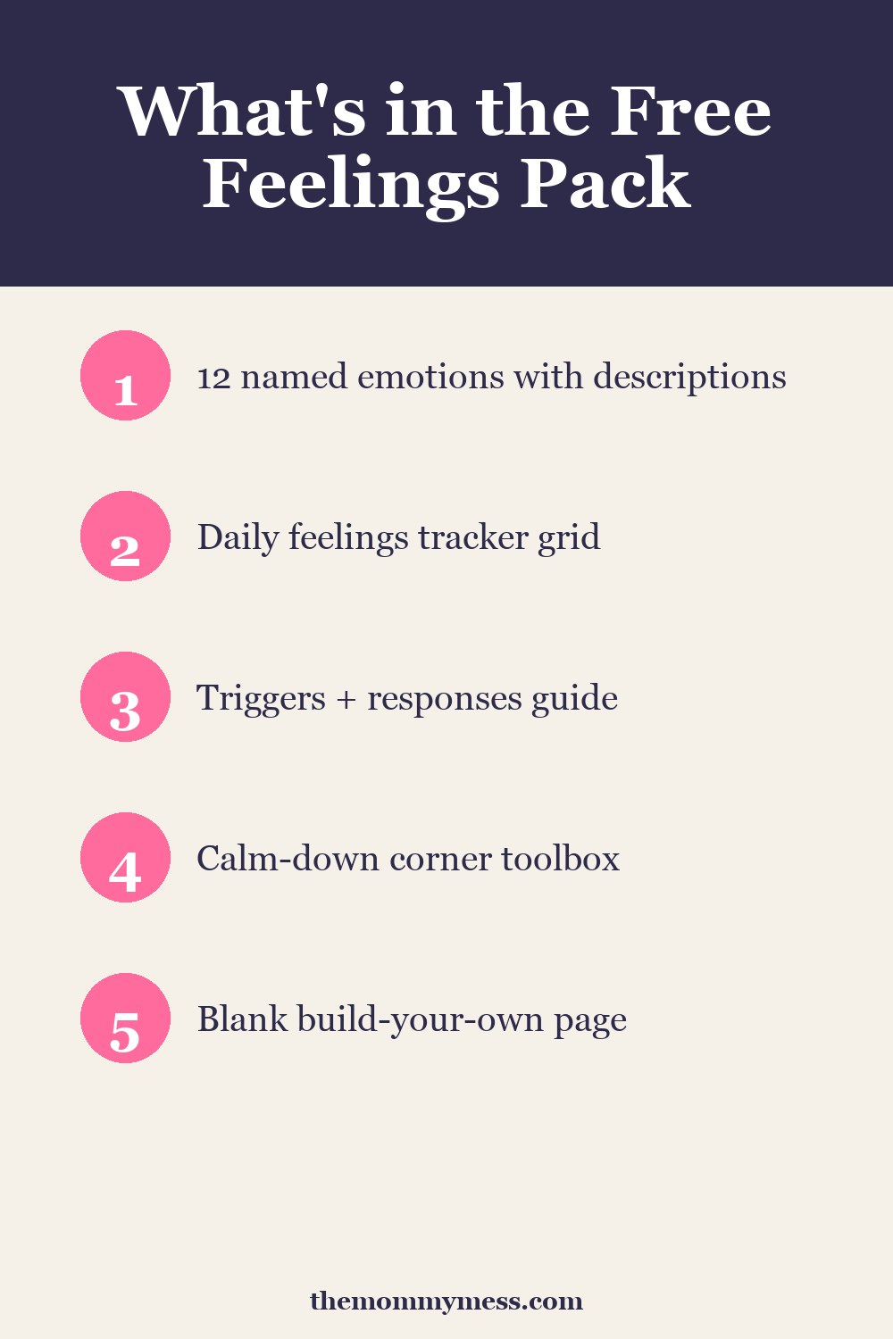 Free Printable Feelings Chart five pages — what's included list