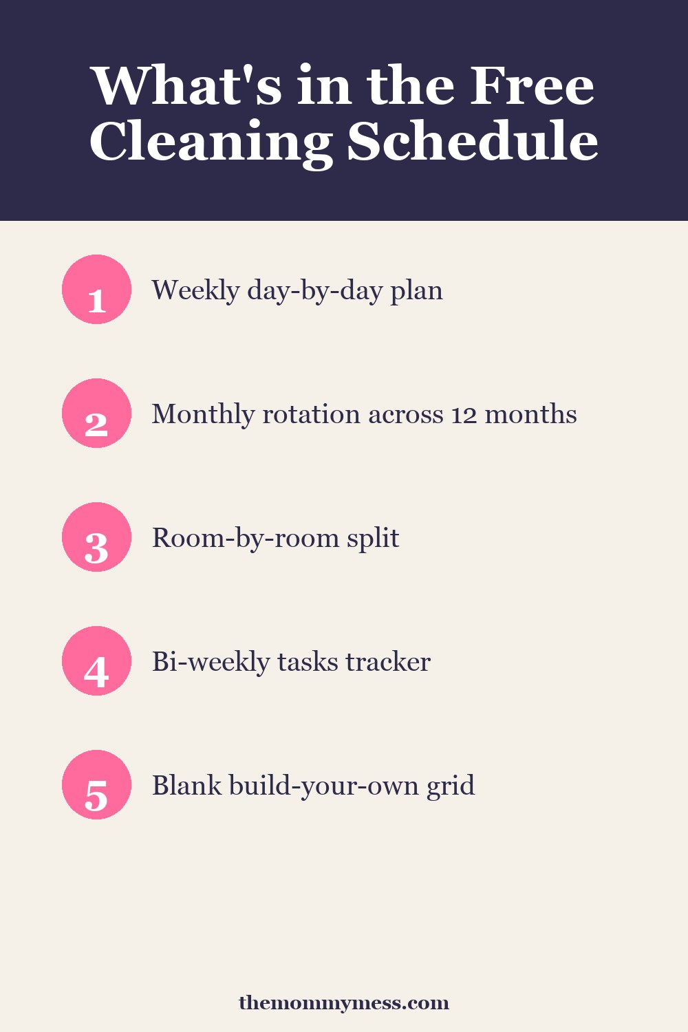Free Printable Cleaning Schedule five pages — what's included list